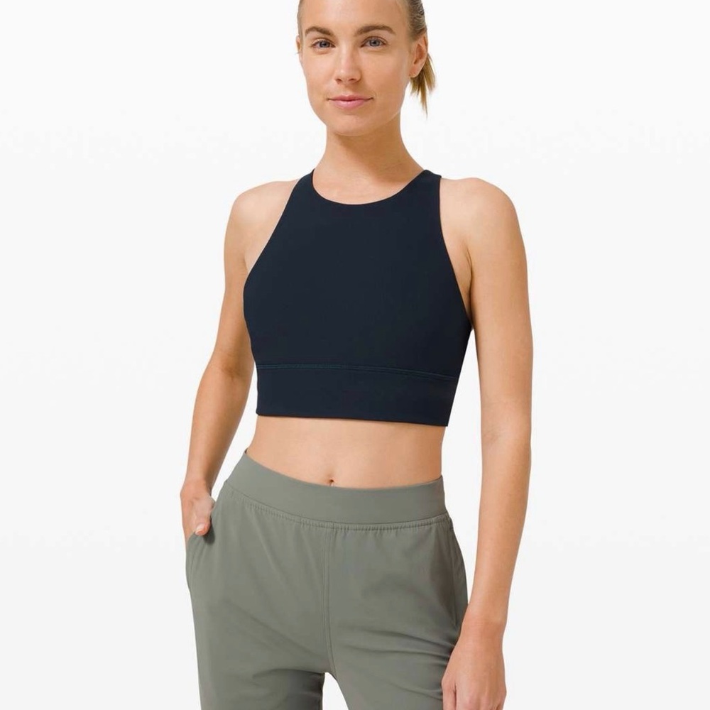 Lululemon Navy Blue Energy Bra High Neck Long Line